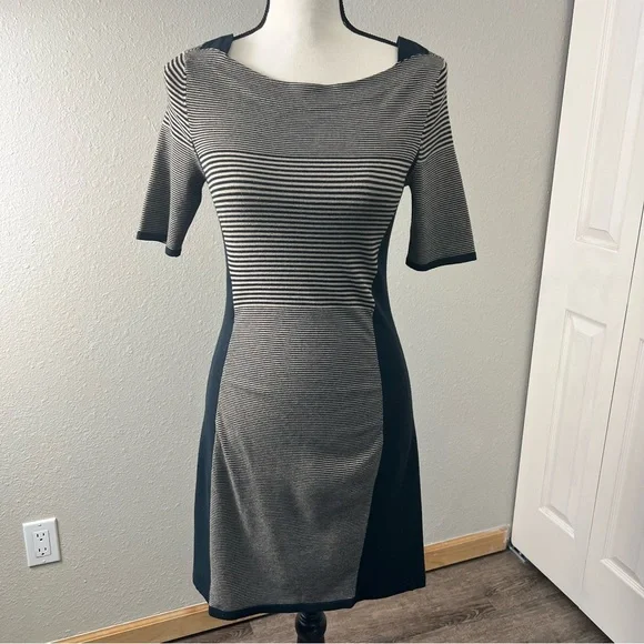 rag and bone striped knit dress Eloise Striped Rib-Knit Pleated Midi Dress